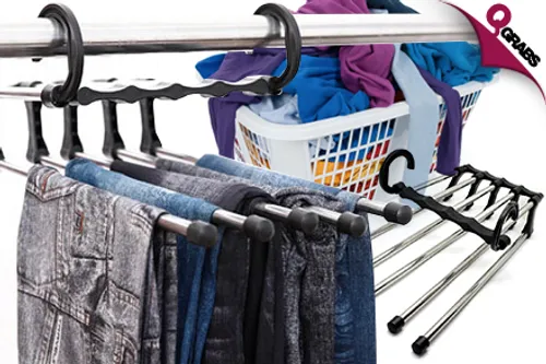From QR19, Optimize Your Closet Space with Two-Way, 5-in-1 Hanging Racks! (Up to QR70 Value)